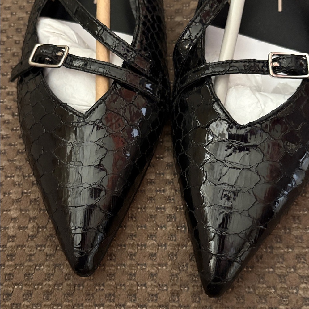 women’s Dolce Vita Black Snake Embossed Slingback Flats Palma Sz 9.5 New - Picture 9 of 11